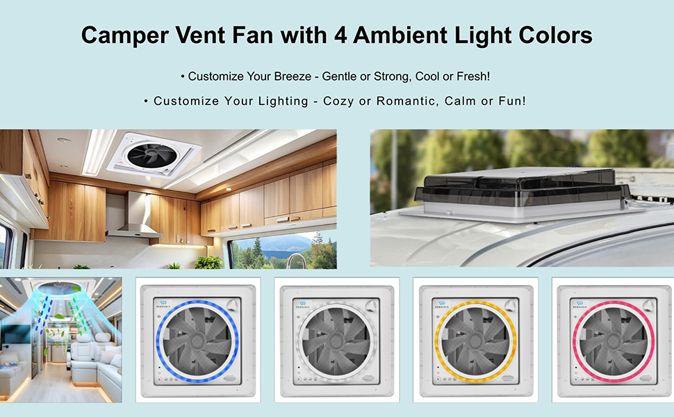 RV Roof Vent with Fan and Light - 5