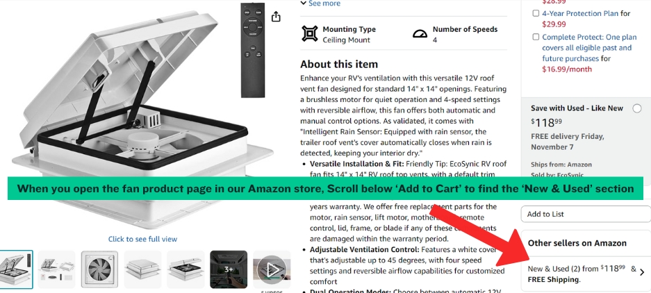 ecosynic rv fan -second hand